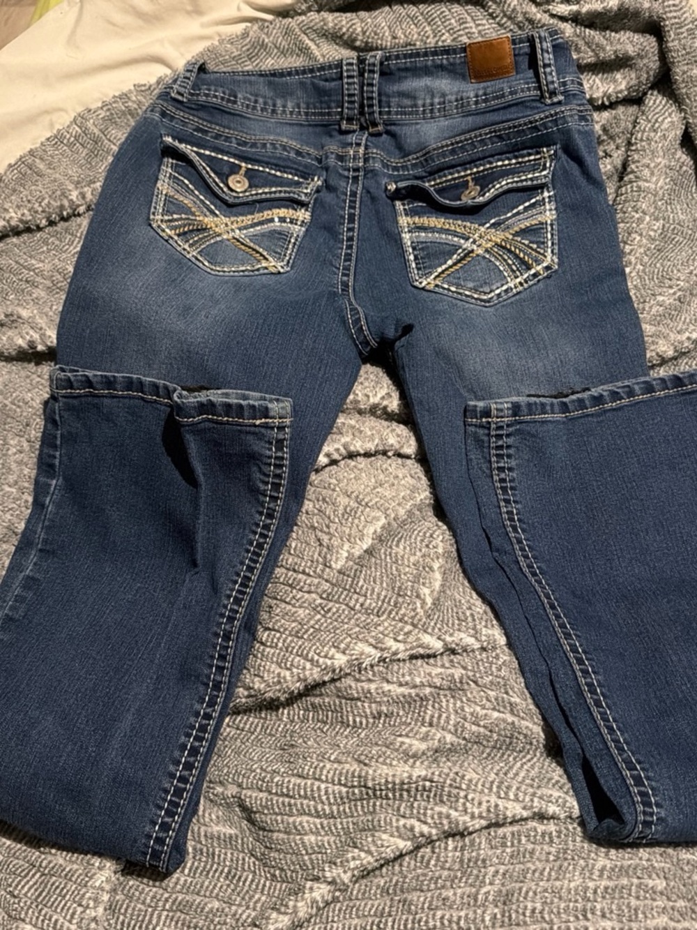 Wallflower Dark Blue Flare Jeans with Embroidered Back Pockets